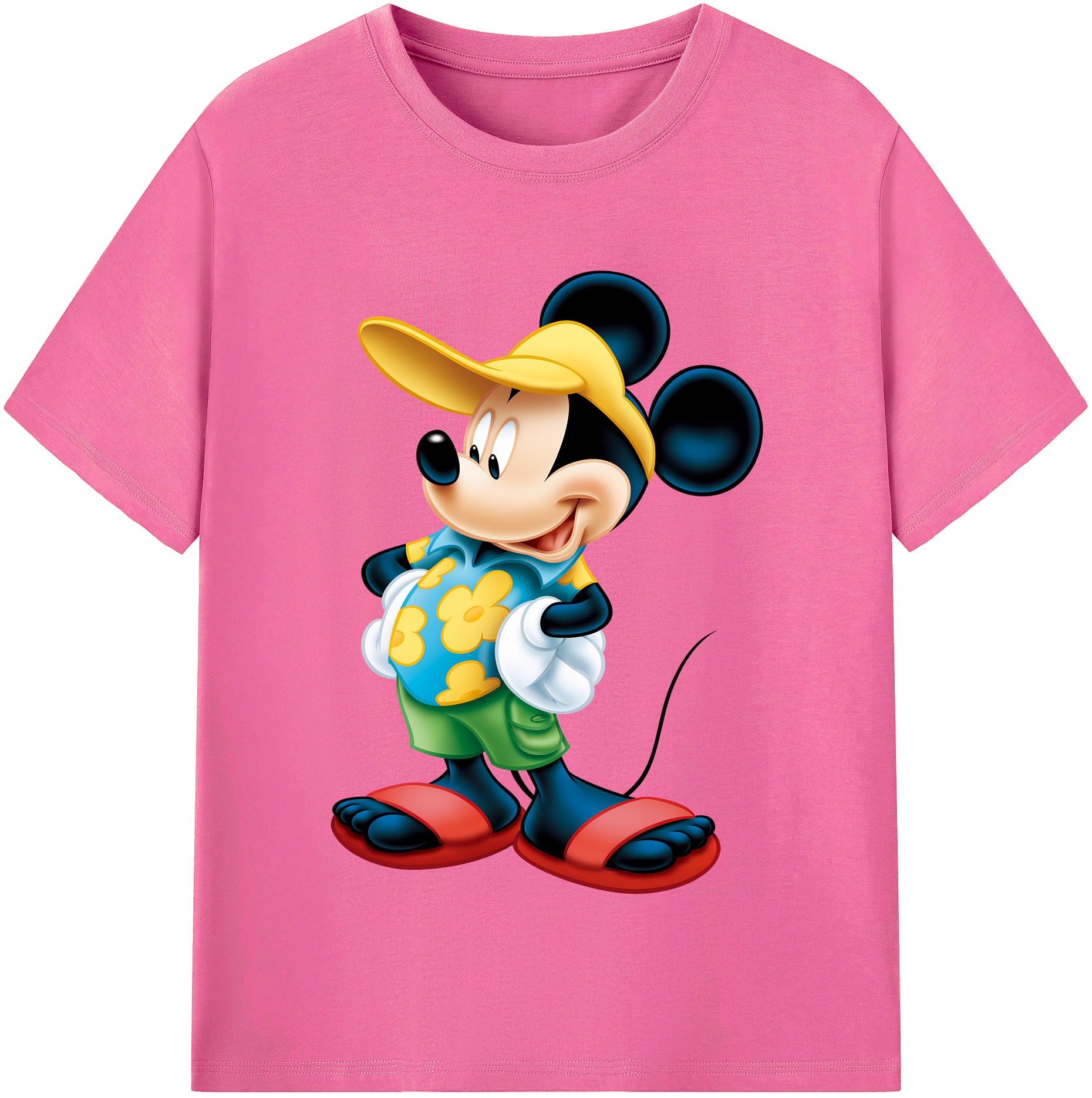 （画像用） ミッキーマウス Mickey Mouse レディースカジュアルプリントTシャツ（綿100％）